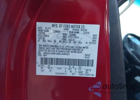 2006 Mercury Mariner Luxury/Premier z USA, uszkodzony, nr VIN 4M2CU56126DJ06623